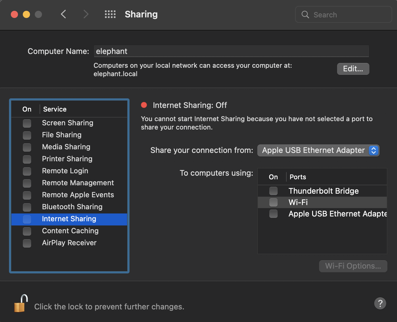 Wi-Fi Options dialog with network name, channel and security fields